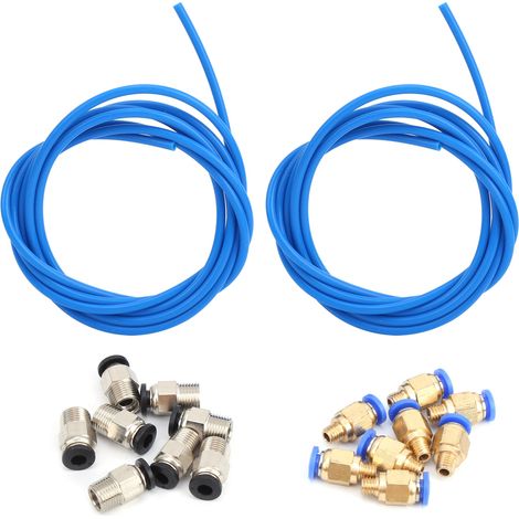 Zubehör für 3D-Drucker, 2 blaue PTFE-Schläuche, 8 pneumatische M10- und M6-Steckverbinder