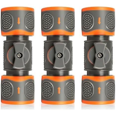 3 PCS Raccords de Tuyau d'arrosage avec Valve Réglage, Connecteurs à Double Connexion Rapide, Raccord Gardena pour Un Arrosage et Nettoyage Efficaces - (1/5)