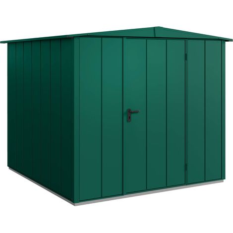 Hörmann Metall-Gerätehaus Berry Modern mit Satteldach Typ 2, 259 x 248 cm, moosgrün, 6,4 m², 1-flüglige Tür (1/5)