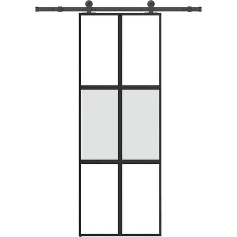 Kit de quincaillerie pour porte coulissante, verre trempé, alliage d'aluminium (1/5)