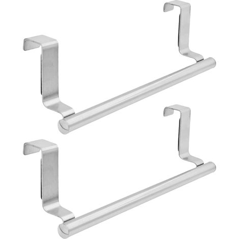 23 cm à fixer sur une porte de placard, barre porte-serviettes de cuisine en acier inoxydable avec patins de protection antidérapants pour salle de bain, placard, porte-torchons (argenté) (1/5)
