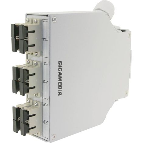Gigamedia DINFO6SCMM Boîtier optique RAIL DIN équipé 6 raccords SC duplex multimode gris + cassette