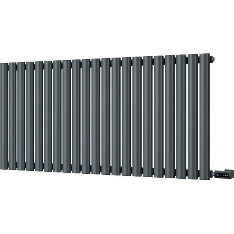 Omeara - Anthracite Horizontal Electric Radiator H600mm x W1218mm Single Panel 900w Thermostatic WIFI (1/2)