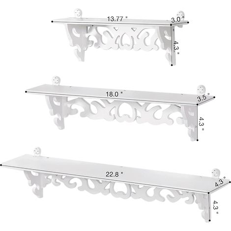 Ensemble de 3 étagères murales flottantes style shabby chic, bibliothèque, présentoir, étagère de rangement (1/5)