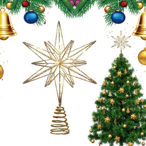Étoile de Sapin de Noël avec Lumière LED Décorations pour Cime d'Arbre des  Étoile Pailletée Pré-Éclairée pour Sapin Pour Le Bureau La Maison Le Bar Le Magasin La Chambre Le Salon (1/5)