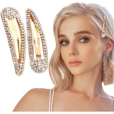 Set di 2 fermagli per capelli - Metallo - Oro - Strass - Accessori decorativi - Donne e ragazze (1/4)