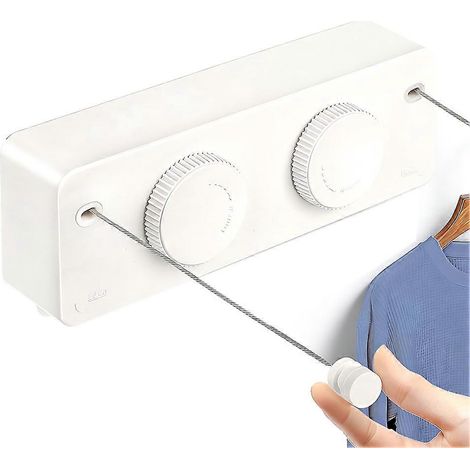 Étendoir à linge rétractable pour intérieur et extérieur, pour salle de douche, camping-car, balcon ou cour. (1/5)