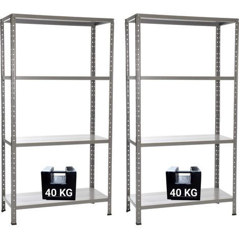 GRIMA PACCO DOPPIO CON 2 SCAFFALI COMPLETI 75 X 30 X 138 CM 4 RIPIANI 40 KG (1/5)
