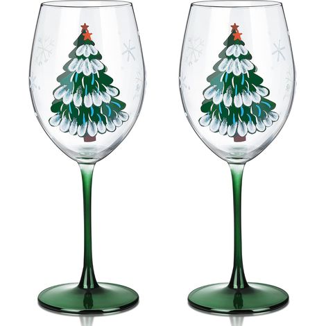 Verres à Vin Festifs Peints à la Main 560 ml