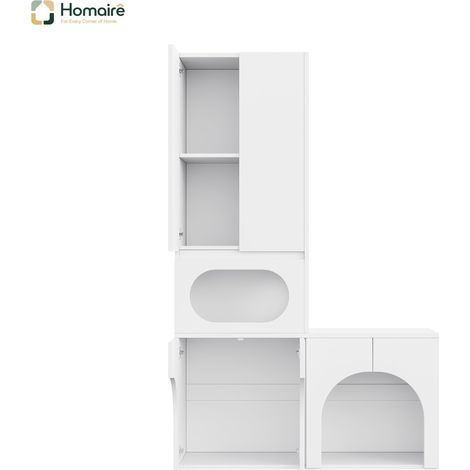Katzentoilette aus weißem MDF 140 x 45 x 195 cm HOMAIRE (1/5)