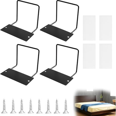 Matratzenhalterung – 4er-Set – Schwarzes Eisen – Rutschfest – Für Bett und Sofa – Inkl. Schrauben und Kleber (1/5)