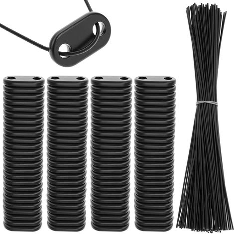® 200 Pièces Fixation pour Brise-Vue, 100 Plaquettes de Montage en PVC résistantes aux intempéries et 100 Attaches, pour Jardin, terrasse et Balcon (1/5)