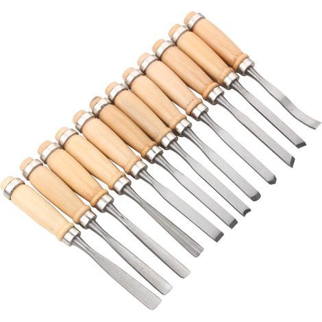 12 pièces de ciseaux à bois, gouges à sculpture et gravure, outils manuels pour sculpture sur bois, taille de racines et dégrossissage – jeu complet pour artisans et débutants (1/5)