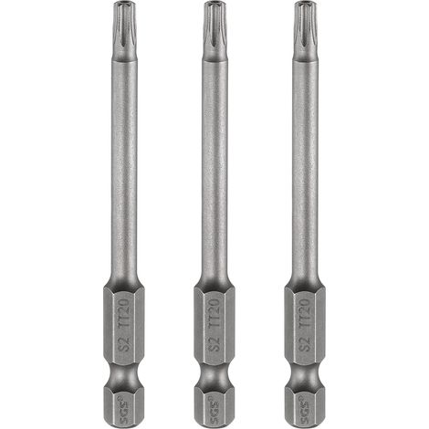 3Pcs Embout Tournevis Torx TT20 1/4" Hex Tige Longueur 3" (75mm) (1/5)