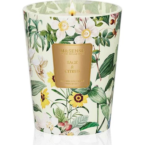 Duftkerze Salbei & Zitrus im Glas 400g Sojawachs 75 Std. Brenndauer Aromatherapie Geschenkidee (1/5)