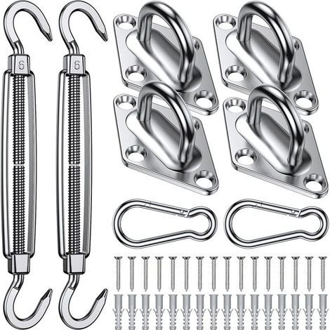 Kit de Fixation pour Voile d'Ombrage - 304 Inoxydable Voile d'Ombrage, Kit de fixation Voile d'ombrage pour Triangle, Carré & Rectangle, Heavy Duty antirouille Voile D'ombrage Kit de Fixation (1/5)