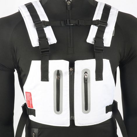 Gilet riflettente multifunzionale da uomo, con cinghie regolabili, colore bianco. (1/5)