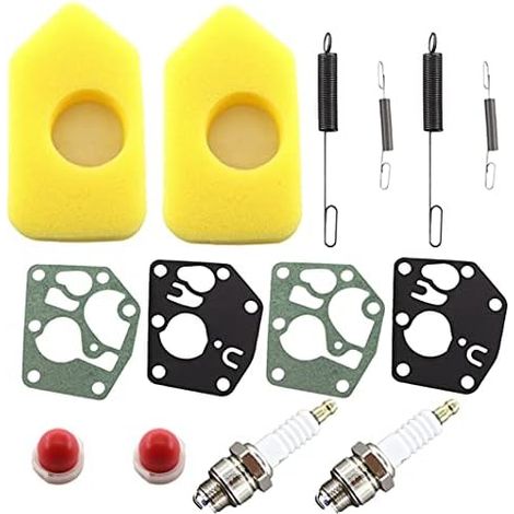 VURAHOME - Filtre à air avec Membrane de carburateur Ressortsd pour Briggs & Stratton Quattro 450 500 550 Series 698369 Classic Sprint 795083 694394 692211 691859 Bougie dallumage remplacer NGK B4L (1/5)