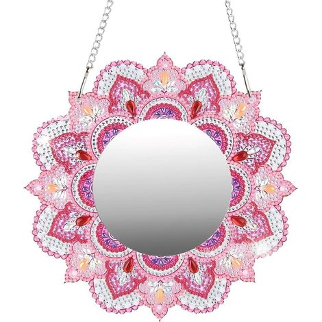 Diamond Painting Spiegel Bastelset Mandala für Kinder, Bunt, DIY Deko