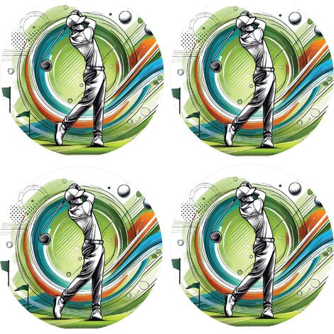 Set de 4 dessous de verres golfeur Cbkreation