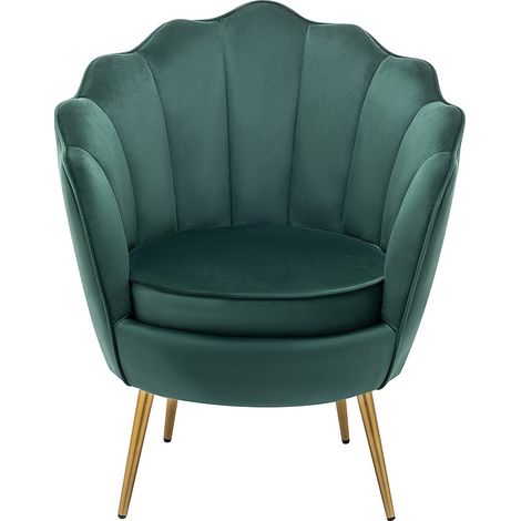 Fauteuil coquillage en velours vert LALEA