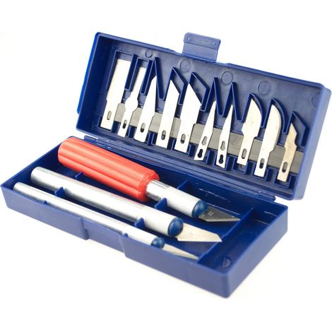 Präzisionsschneidset, mit Klingenhalter und Klingen, 13-teilig