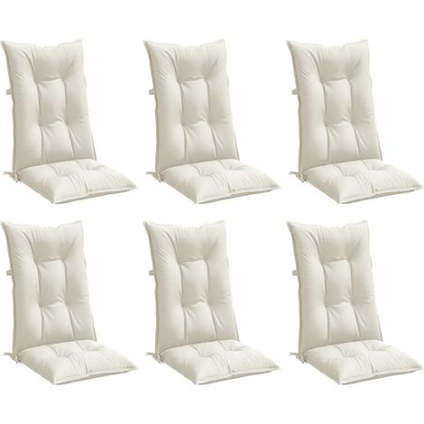 vidaXL Highback Chair Cushions 6 pcs Melange Cream 120x50x7 cm Fabric