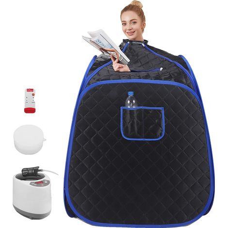 Dampfsaunazelt, 2,6 l Fassungsvermögen, Aufheizzeit 5 Minuten, 9 Temperaturstufen, Abmessungen: 82 x 82 x 108 cm, eingebauter Abschaltautomatik-Timer (1/5)
