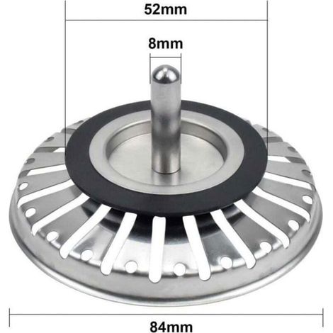 Bonde D'évier - 84 mm - Acier Inoxydable - Bouchon De Vidange Et Filtre Anti-déchets - 1 Pièce (1/4)