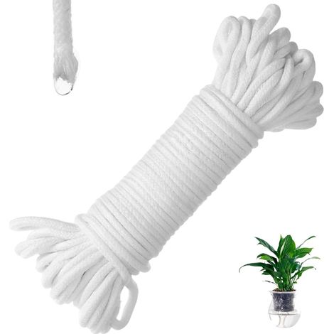 50 Feet 6mm Cordon de Mèche Capillaire à Arrosage Automatique, Mèche Hydroponique DIY, Système d'Eau Automatique pour Plantes en Pot (1/5)