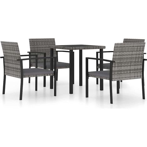 Maison Exclusive - Set da Pranzo da Giardino 5 pz in Polyrattan Grigio (1/5)