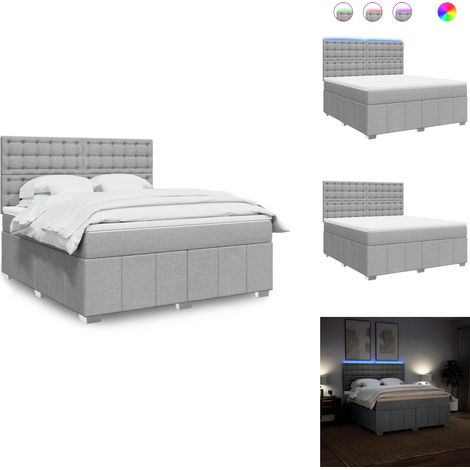 Sommier à lattes de lit avec matelas Gris clair 180x200cm Tissu - Sommier À Lattes De Lit - Sommiers À Lattes De Lit - Lit - Meuble De Chambre À Coucher (1/5)