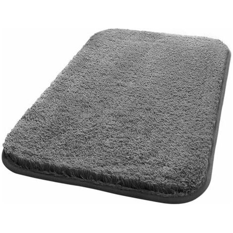 QORVA-Tapis de Bain Absorbant Antidérapant Extra Epais de Douche pour Salle de Bain Tapis de Sol Chenille Lavable en Machine (Gris, 40x60 cm)-Fei Yu (1/4)