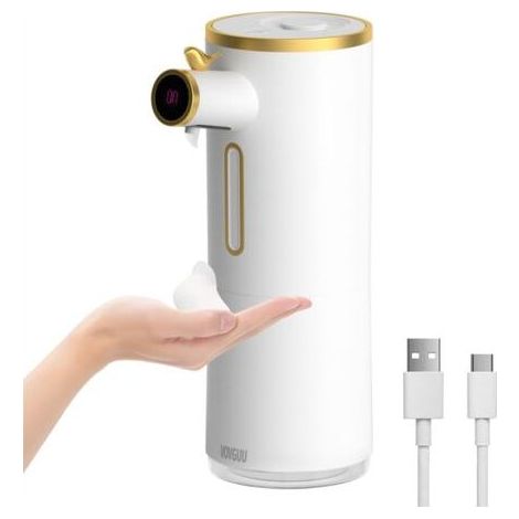 Distributeur automatique de savon mousse rechargeable par USB, pompe à micro-mousse, capacité de 300 ml, utilise une technologie hygiénique sans mousse, fonctionnement sans contact