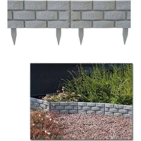 Multipack 16 pz bordo ornamentale per giardino mattone grigio