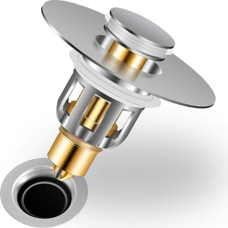 Bouchon Lavabo Pop-up Bouchon de Baignoire pour 28 à 51 mm Trou Vidange, Bonde de Lavabo avec Flitre de Vidange Anti-Bloqué pour Salle de Bain et Cuisine (1/5)