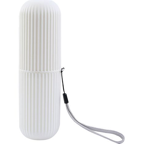 Étui de voyage pour brosse à dents, porte-brosse portable en PP antidérapant, gobelet de transport avec couvercle blanc (1/5)
