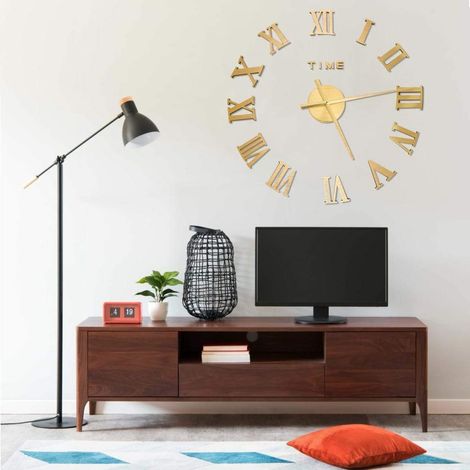 Reloj 3D de pared con diseño moderno dorado 100 cm XXL vidaXL (1/2)