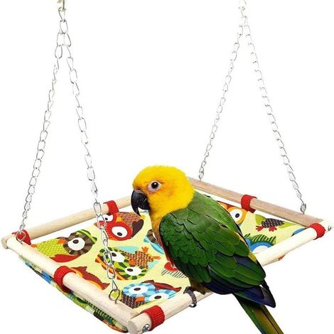 Hamac pour oiseaux - Hamac en tissu pour animaux de compagnie, cage suspendue en bois pour oiseaux KLB (1/4)
