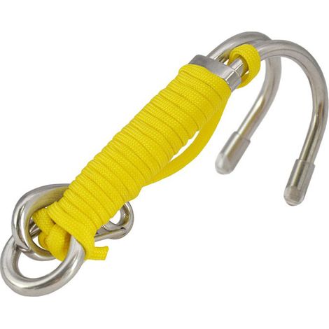 Crochet de plongée en acier inoxydable 316, double tête, à double flux, corde de sécurité, résistant à l'eau de mer, pour bateaux et yachts - Jaune (1/4)