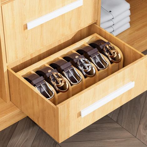 Boîte de rangement pour ceintures à 6 emplacements, rangement pour placard et tiroir, présentoir à ceintures pour hommes, organisateur de ceintures compact pour un rangement impeccable dans les placar (1/4)