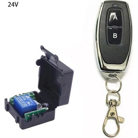 Module récepteur relais 1 canal 24 V CC pour portail et garage avec bouton de commande à distance RF (1/5)