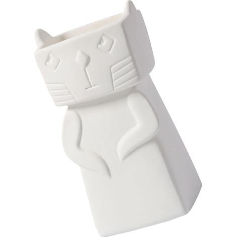 Vase Blanc Céramique Adorable Forme De Chat pour Arrangements Floraux Décoration Élégante De Maison (1/5)