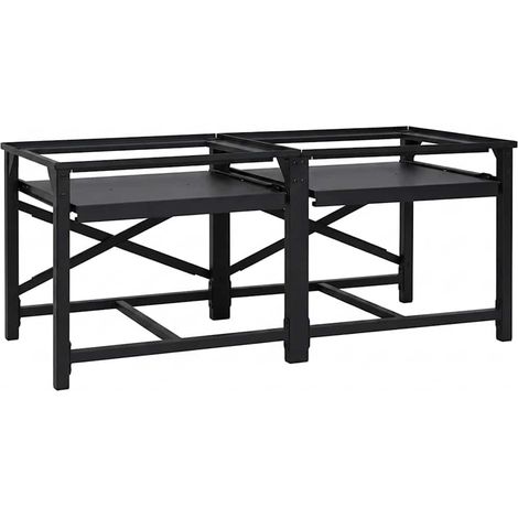 Washing Machine Pedestal 2 pcs Black 120 x 56 x 52 cm Steel vidaXL
