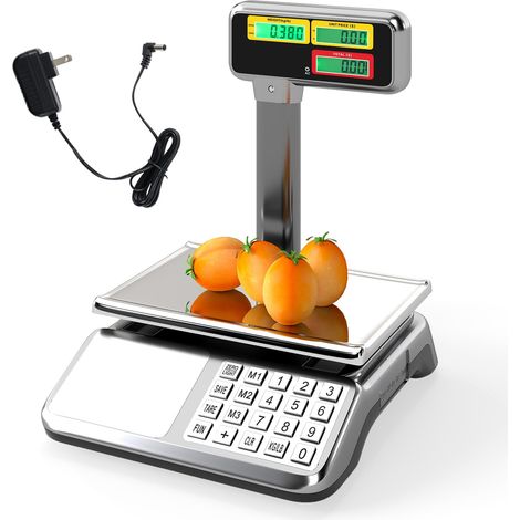 COSTWAY Balance Poids-Prix 40 kg à Double Écran LCD sur Poteau, Argent (1/5)