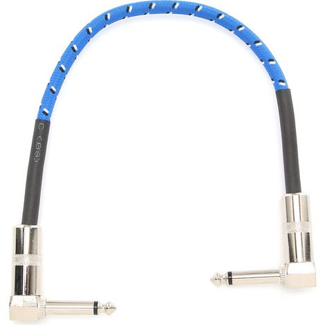 Câble de guitare électrique 6.35mm avec double coude droit 90° et alimentation filaire Bleu (1/5)