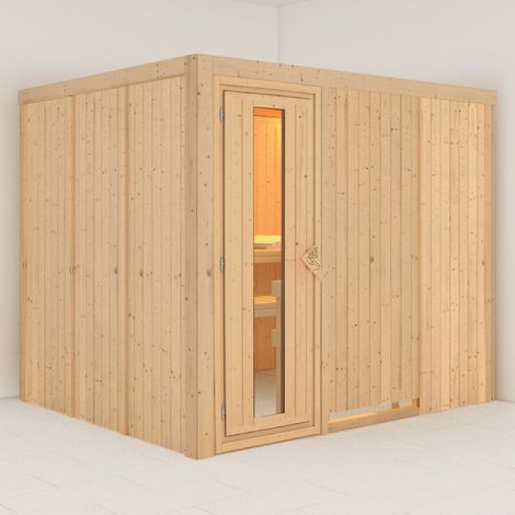 Sauna Bois Massif 3-4 Places 68mm Porte Isolante Karibu Gobin