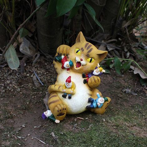 Statue de Chat en Résine Durable  Détails Exquis et Couleurs Vibrantes  Décor pour Jardin, Bureau et Patio