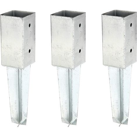 Alberts 212612 - Manicotto per pavimento, per pali quadrati in legno, zincato a caldo, 71 x 71 mm, set da 3 pezzi (1/2)