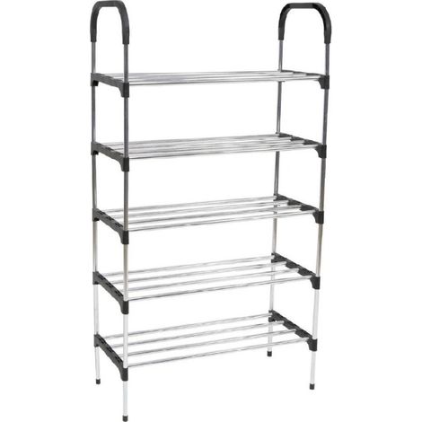 Trade Shop - METALL KUNSTSTOFF SCHUHSTÄNDER 5 ETAGEN 57X26X100CM PLATZSPAREND SCHUHSTÄNDER ZUHAUSE - (1/2)